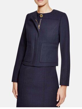 Tory Burch Harriet Jacket Blazer Womens 0 Navy Blue Wool